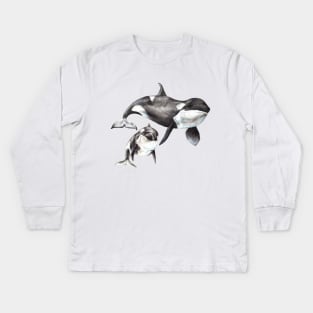 Mama and Baby Orca Kids Long Sleeve T-Shirt